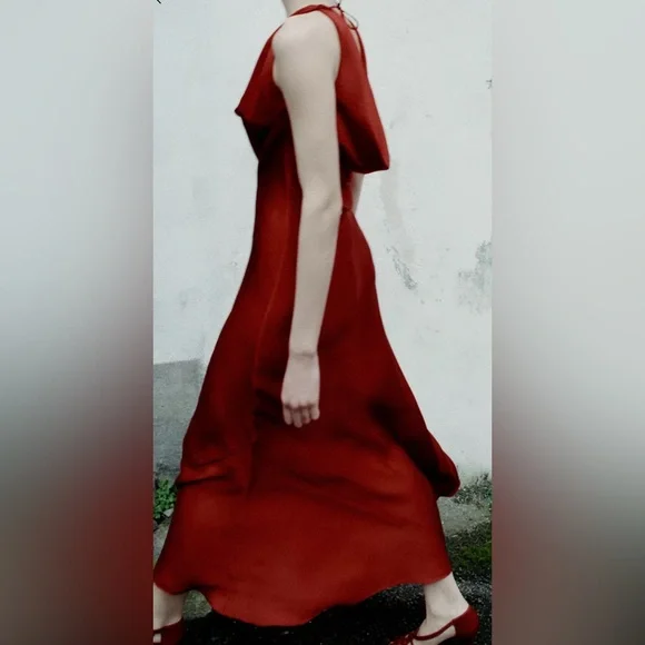 Nwt- Zara- ZW COLLECTION SATIN LONG DRESS -small - Picture 1 of 7